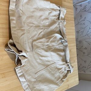 Fashion Nova Beige/Tan High-Waist Paperbag Shorts
